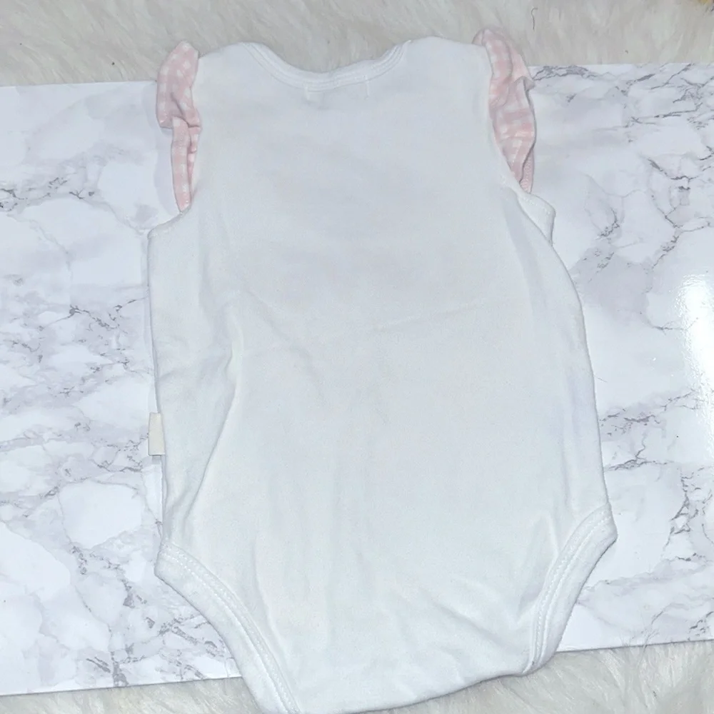 Rabbit Bear Raised with Love White and Pink Baby One piece size 6-9 months